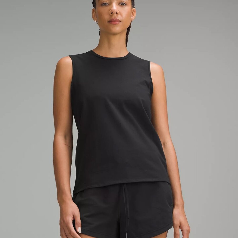 Organic Cotton Crewneck Tank Top/ Black